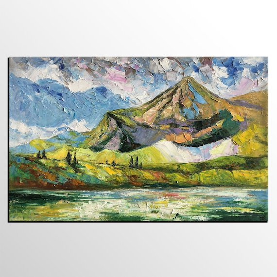 Pittura Ad Olio Originale Pittura Del Paesaggio Montano Arte Etsy