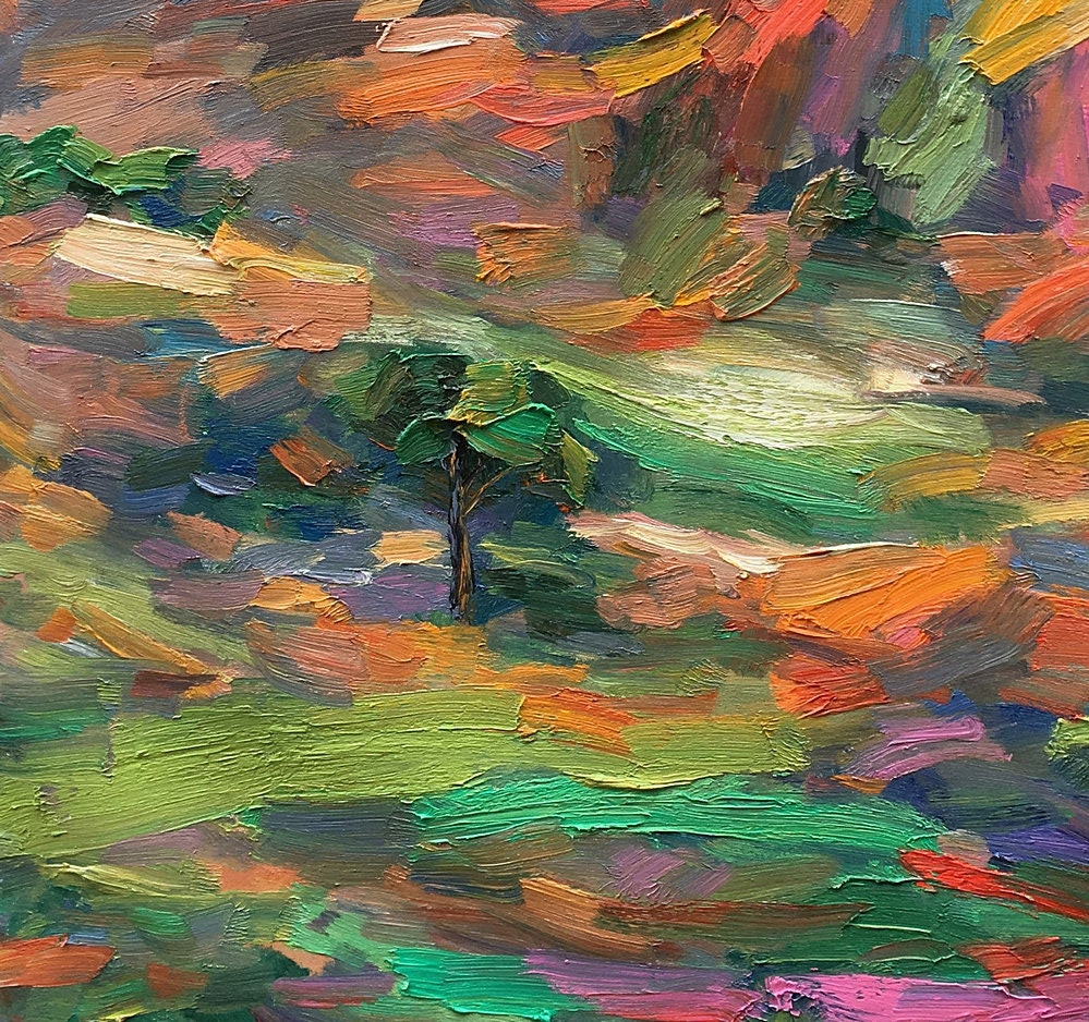 Heavy Texture Oil Painting Abstract Mountain Painting Canvas Etsy