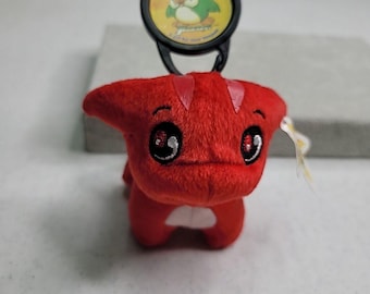 Peluche mini Neopets Red Poogle de 2005, juguete de la Cajita Feliz de McDonald's de 7,6 cm (3 pulgadas) con clip.