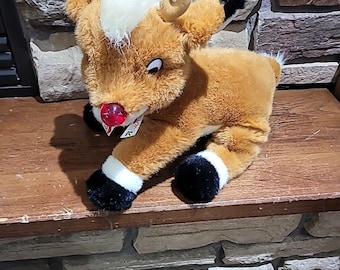 Vintage 1999 Musical RUDOLPH The Red-Nosed Reindeer 14" Plush Stuffed Animal Works