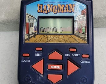 Vintage Electronic Handheld HANGMAN Game 1995 Milton Bradley Tested Works Words