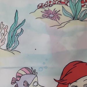 ヴィンテージ 90年代 ディズニー リトル・マーメイド ツインサイズ フラットシーツ 枕カバー付き 難あり 画像 4