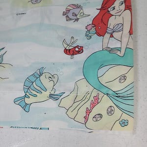 ヴィンテージ 90年代 ディズニー リトル・マーメイド ツインサイズ フラットシーツ 枕カバー付き 難あり 画像 8