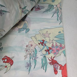 ヴィンテージ 90年代 ディズニー リトル・マーメイド ツインサイズ フラットシーツ 枕カバー付き 難あり 画像 16