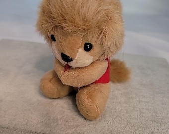 Vintage Lion Plush Mini Toy Hugger Pencil Clip On Stuffed Animal Long Tail