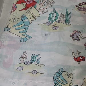 ヴィンテージ 90年代 ディズニー リトル・マーメイド ツインサイズ フラットシーツ 枕カバー付き 難あり 画像 9