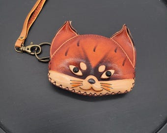 4.5"  3D Fox Face Leather Coin Purse Wristlet Wallet New