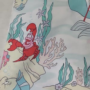 ヴィンテージ 90年代 ディズニー リトル・マーメイド ツインサイズ フラットシーツ 枕カバー付き 難あり 画像 5