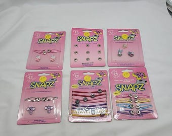 Lot Of 6 New SNAPZ  Vintage Swappable Snap in Hair Accessories Vintage Tom Jerry