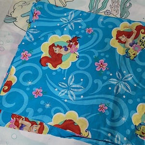 ヴィンテージ 90年代 ディズニー リトル・マーメイド ツインサイズ フラットシーツ 枕カバー付き 難あり 画像 14