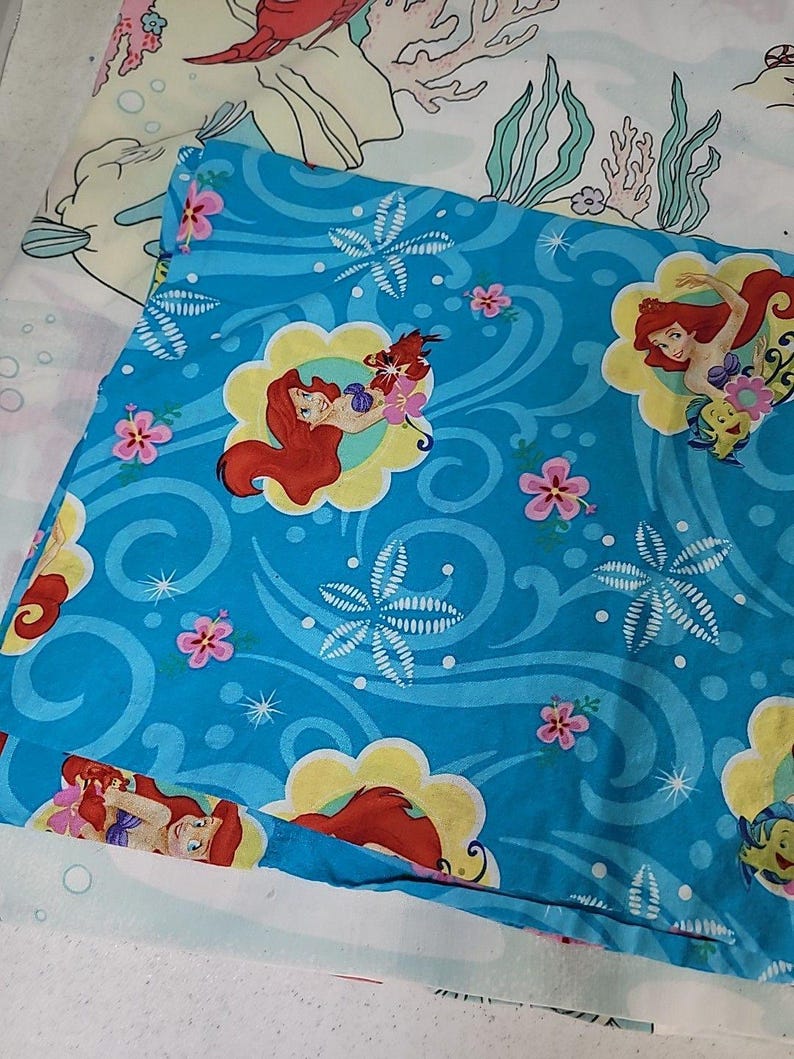 ヴィンテージ 90年代 ディズニー リトル・マーメイド ツインサイズ フラットシーツ 枕カバー付き 難あり 画像 14