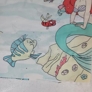 ヴィンテージ 90年代 ディズニー リトル・マーメイド ツインサイズ フラットシーツ 枕カバー付き 難あり 画像 7