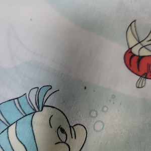 ヴィンテージ 90年代 ディズニー リトル・マーメイド ツインサイズ フラットシーツ 枕カバー付き 難あり 画像 15