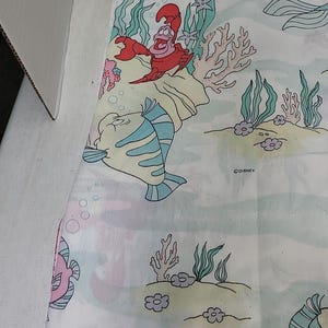 ヴィンテージ 90年代 ディズニー リトル・マーメイド ツインサイズ フラットシーツ 枕カバー付き 難あり 画像 10