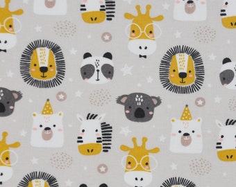 Cotton fabric by the meter with animals, great skin-friendly fabric for blouses, dresses, children's cotton
