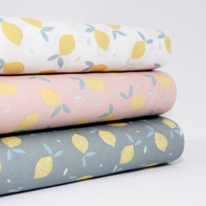 Organic Cotton / Organic Cotton with summery lemons as a product by the metre for dresses, skirts, children's clothing, curtains, pillow cases