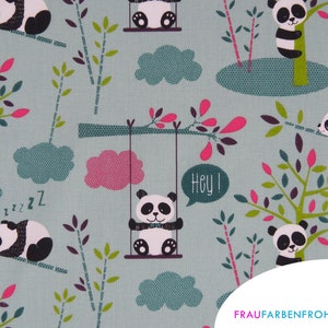 Coated cotton with cute pandas sold by the meter for your sewing project or as a tablecloth image 1