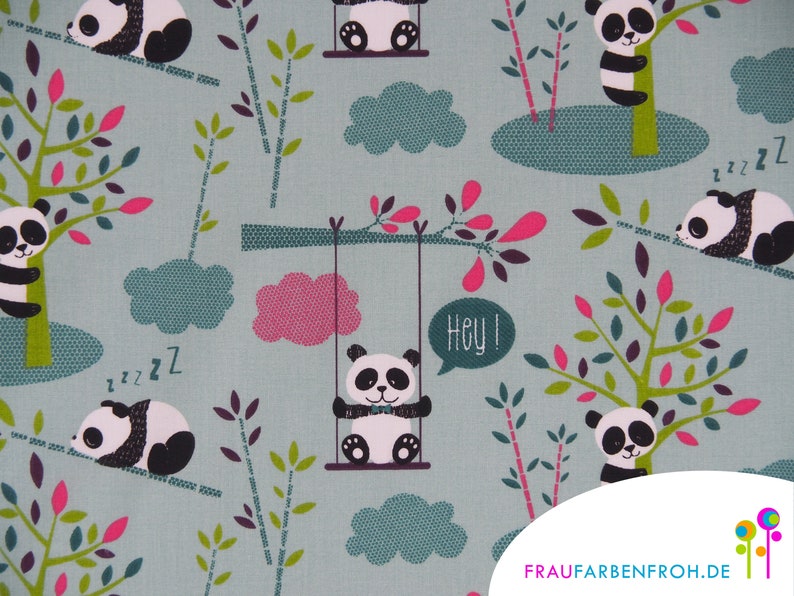 Coated cotton with cute pandas sold by the meter for your sewing project or as a tablecloth image 1