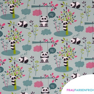 Coated cotton with cute pandas sold by the meter for your sewing project or as a tablecloth image 2