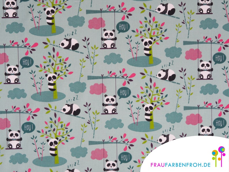 Coated cotton with cute pandas sold by the meter for your sewing project or as a tablecloth image 2