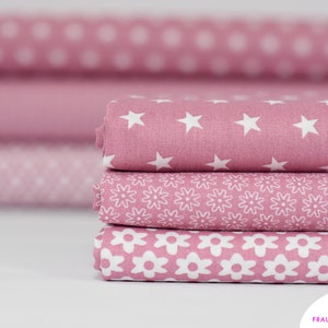 Cotton fabric by the meter stars dots old pink, cotton by the meter, combination fabrics, fabric by the meter, face mask fabric