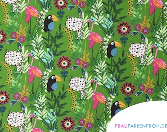 Oilcloth for children with jungle animals by the meter, coated cotton, laminated fabric, wipeable fabric for children