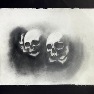 The Lovers: Original Drawing - Graphite on Paper - Skull Drawing