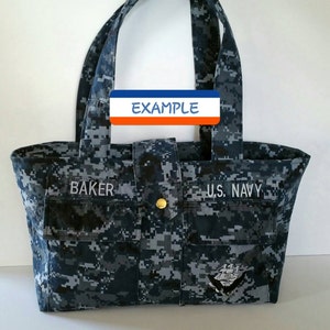 TOTE BAG Customized From Your Military Camo Shirt All Branches of Service image 3