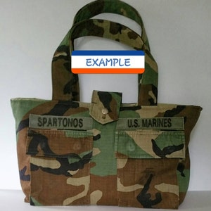 TOTE BAG Customized From Your Military Camo Shirt All Branches of Service image 4