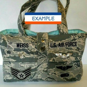 TOTE BAG Customized From Your Military Camo Shirt All Branches of Service image 1