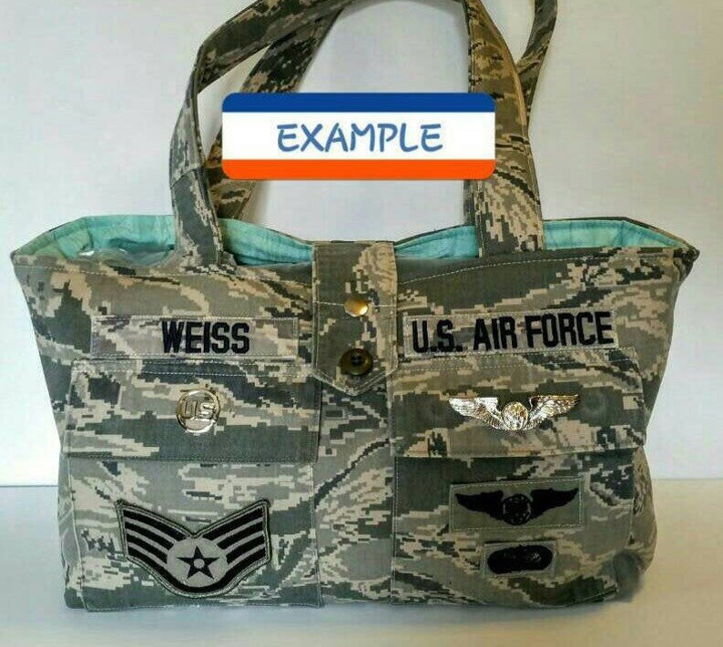 TOTE BAG Customized From Your Military Camo Shirt All Branches of Service image 1
