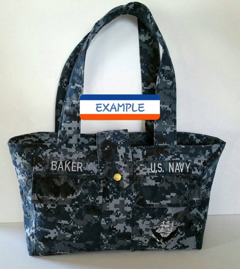 TOTE BAG Customized From Your Military Camo Shirt All Branches of Service image 3