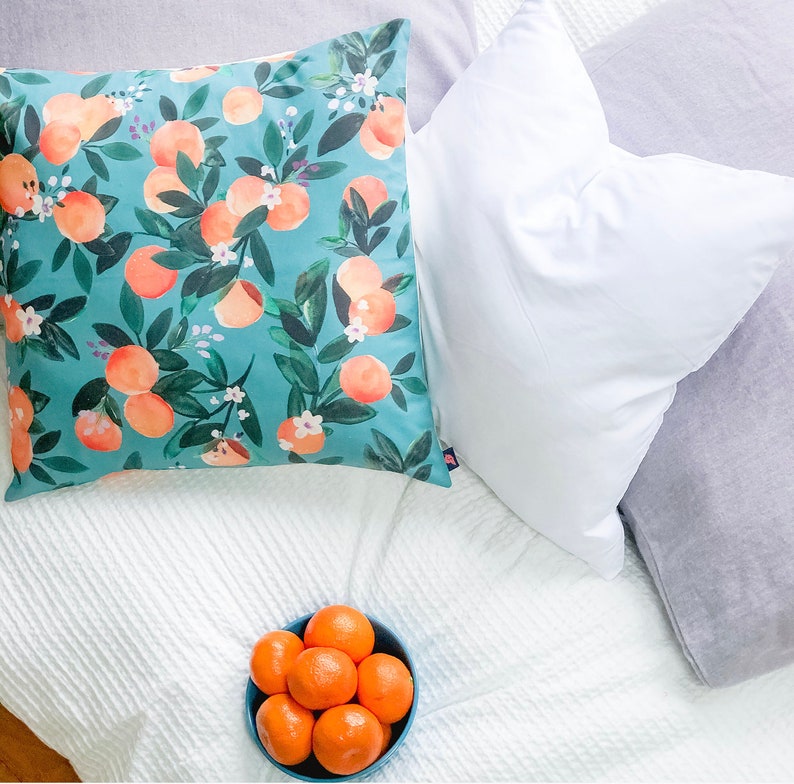 Citrus Fruit Pillow Cover Orange Blossom Summer Etsy