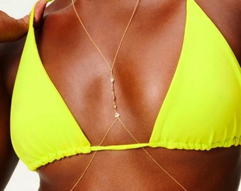 dainty, diamond, body chain, necklace