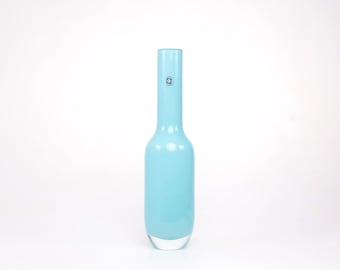 Tarnowiec opal blue glass vase, 1970s
