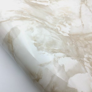 Papel de contacto de mármol beige extraíble de vinilo para mesa de encimera  Backsplash autoadhesivo impermeable de mármol rollo de papel pintado