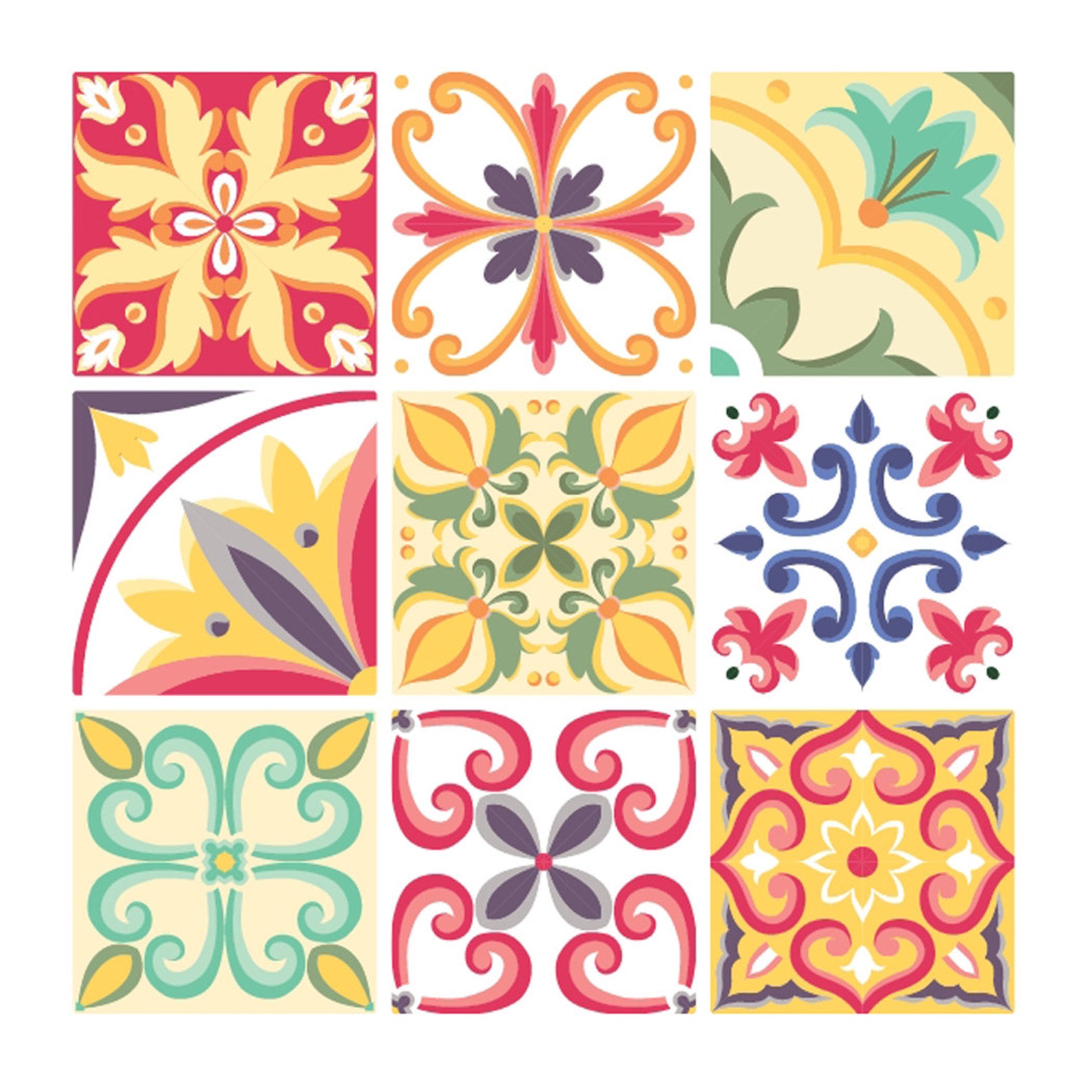 Italian Tiles Stickers Pack of 9 tiles Tile Decals Art for Etsy