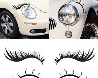 2 x Fiat 500 Wimpern Eyelashes passgenaue Aufkleber Funny Auto