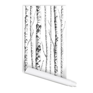 Birch Tree 01 Peel & Stick Repositionable Fabric Wallpaper image 1