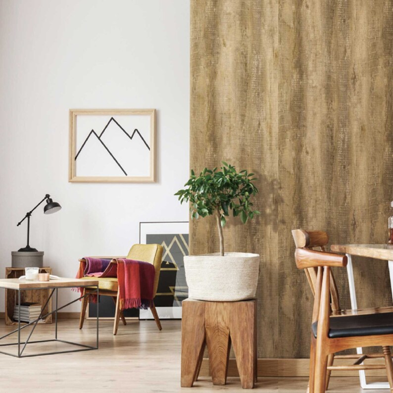 Rustic Wood Look Peel and Stick Wallpaper Djenne Decorative Etsy