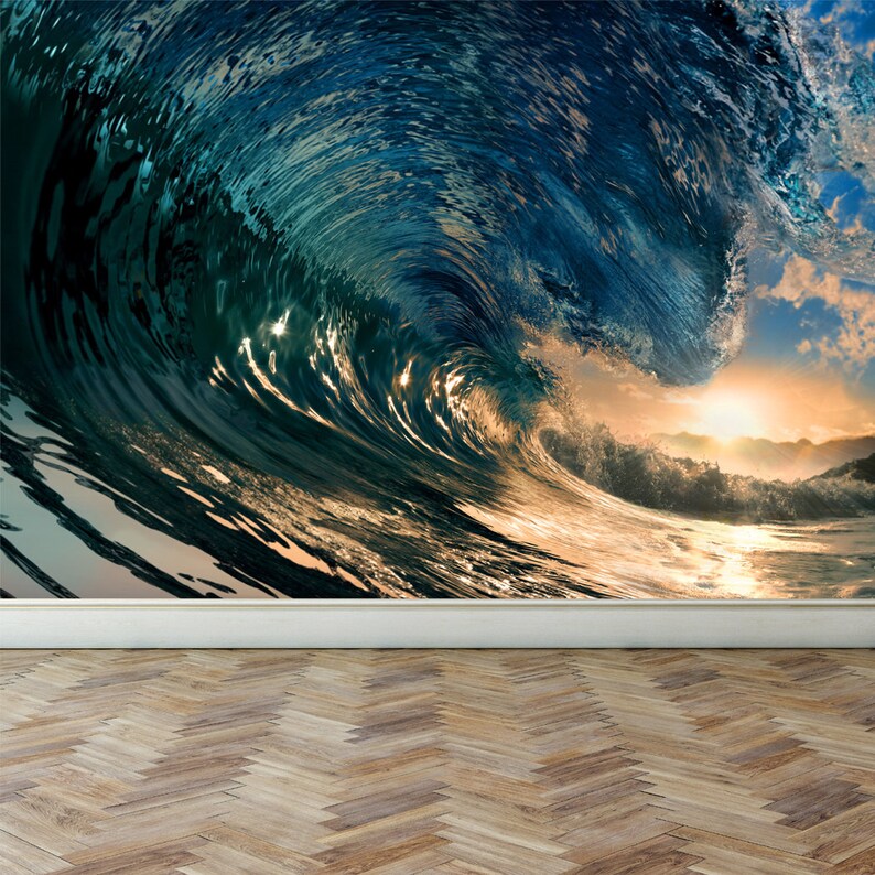 Wall Mural Ocean Wave Peel and Stick Repositionable Fabric Etsy