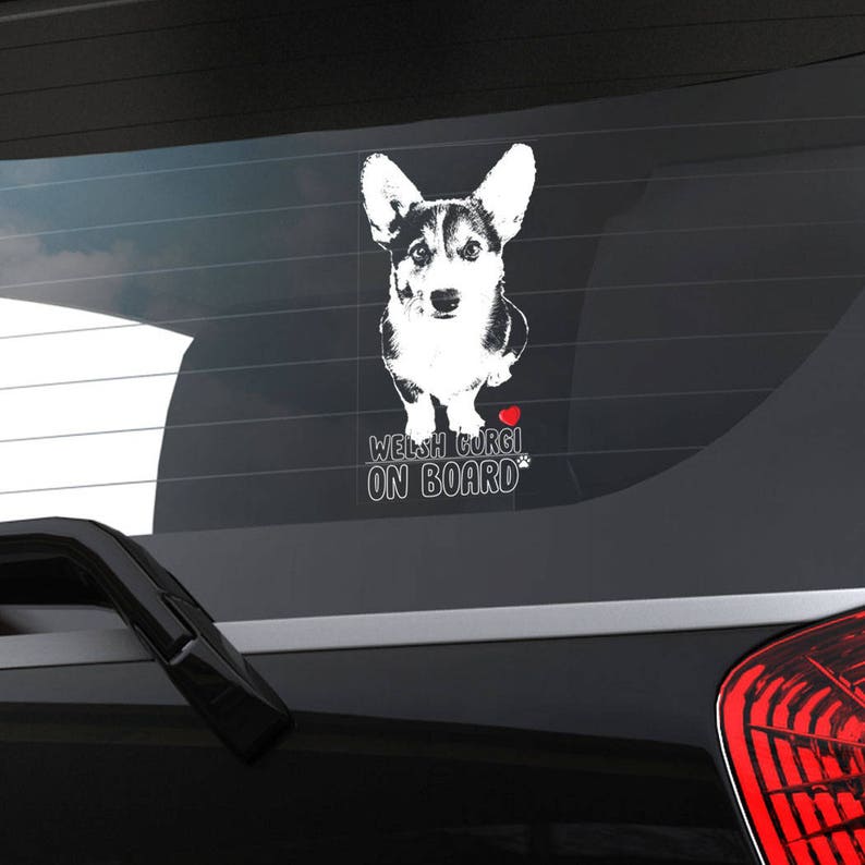Car Window Sticker, Welsh Corgi Clear Film Decal for Art Print Dog Sign image 1