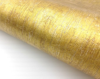 Gold Metallic Glitter Shinny Peel and Stick Wallpaper Embossed Interior film Self Adhesive 2 ft x 6.56 ft