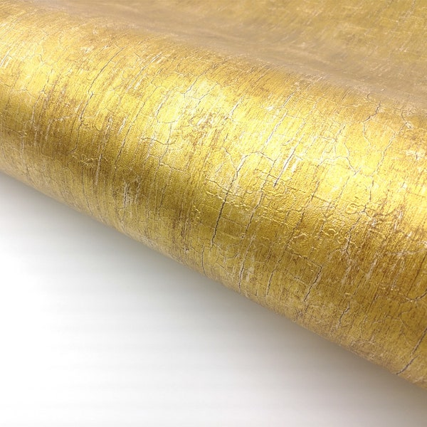 Gold Metallic Glitter Shinny Peel and Stick Wallpaper Embossed Interior film Self Adhesive 2 ft x 6.56 ft