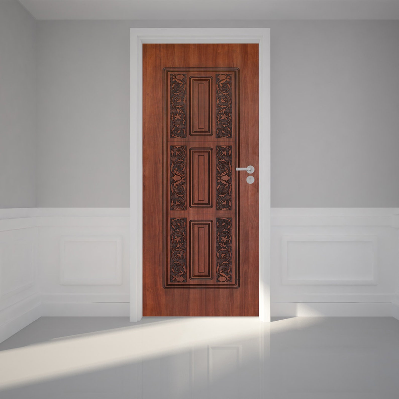 Door Wall Sticker Beautiful carved Wood door Peel & Stick Etsy