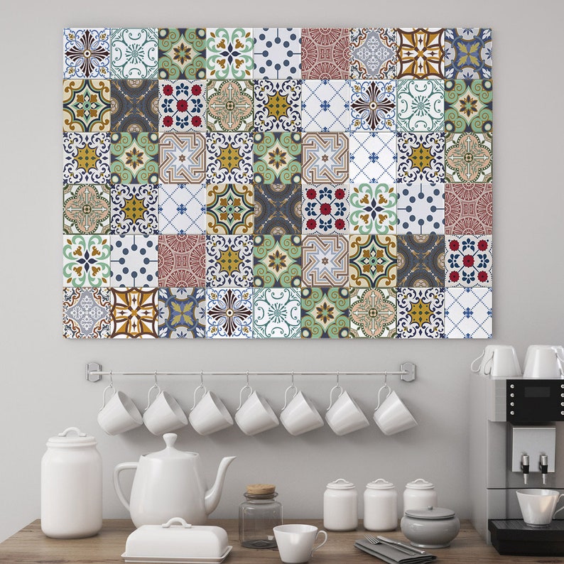 Decorative Tiles Stickers Tomar Pack of 16 tiles Tile Decals Art for Walls Kitchen backsplash Bathroom image 2