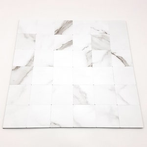 Peel and Stick Metal Backsplash Tile Marble design, Aluminum Surface for Wall Decor Kitchen Wall image 4