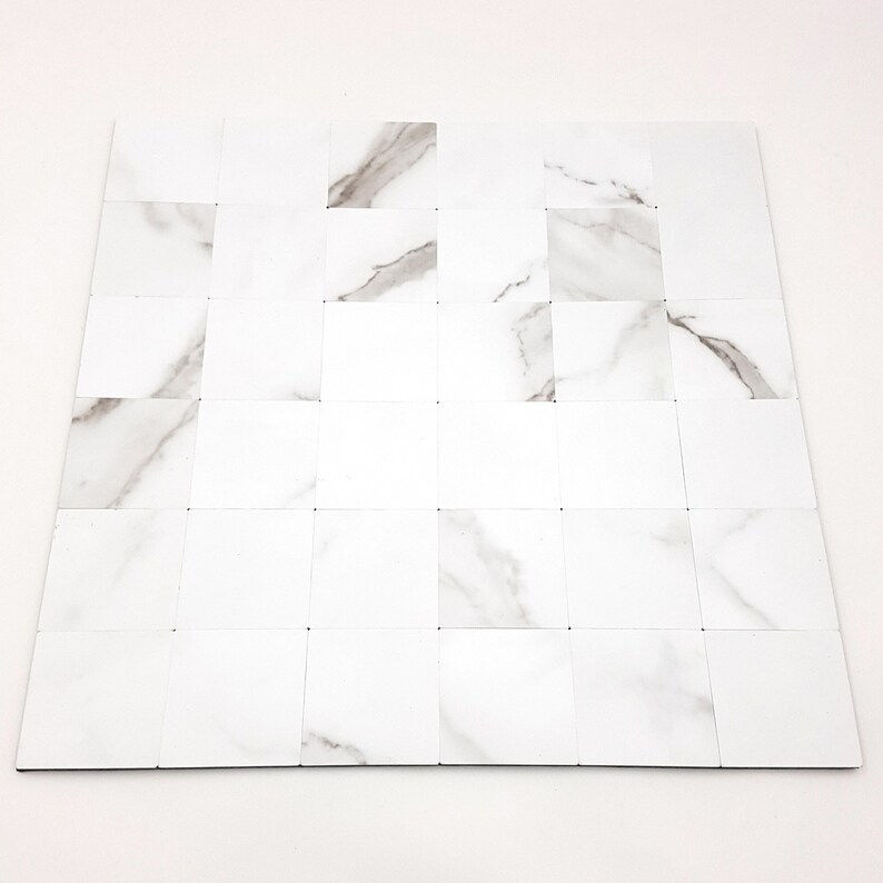 Peel and Stick Metal Backsplash Tile Marble design, Aluminum Surface for Wall Decor Kitchen Wall image 4