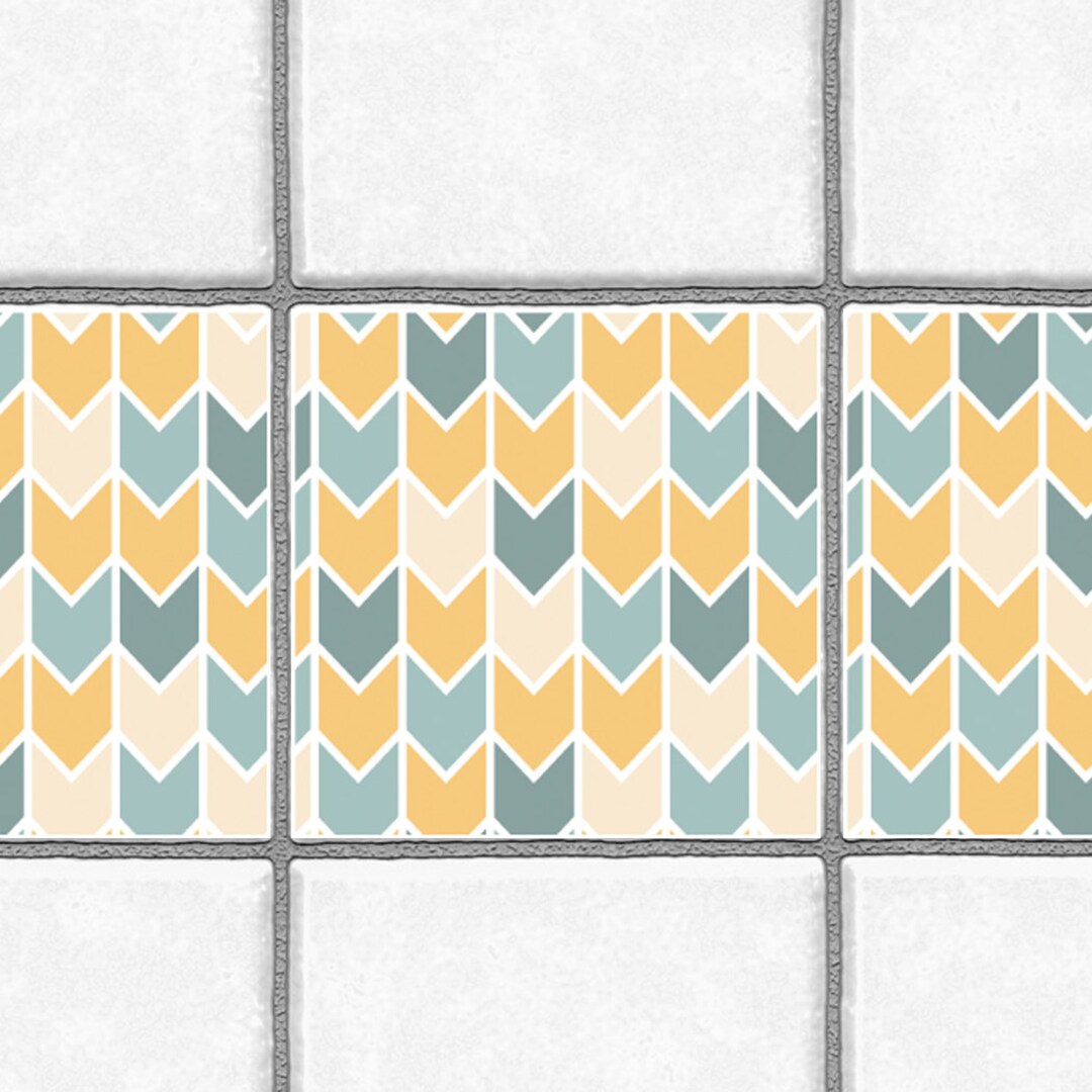 Decorative Tiles Stickers Chevron Pattern Set of 4 Tiles Tile Decals
