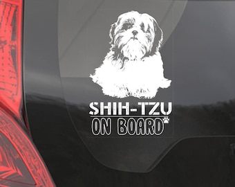 Car Window Sticker, Shih Tzu Clear Vinyl Decal On Board for Art Print Dog Sign